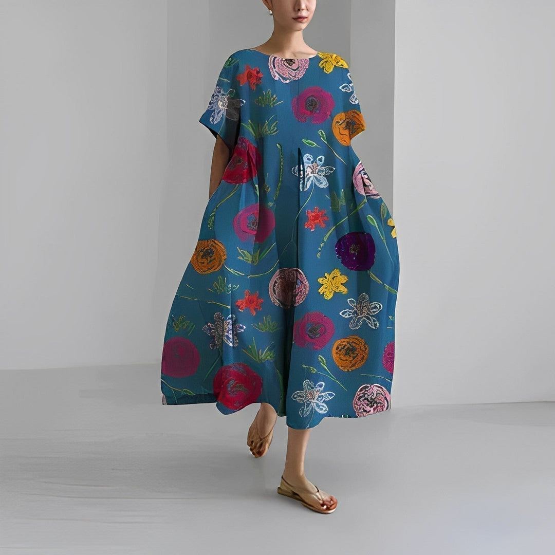 Naomi - Boho Maxikleid mit Blumen für den Frühling