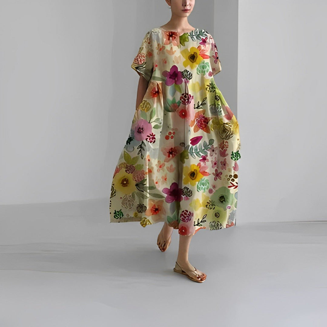 Naomi - Boho Maxikleid mit Blumen für den Frühling